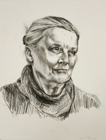 Portret tekening in grafiet potlood