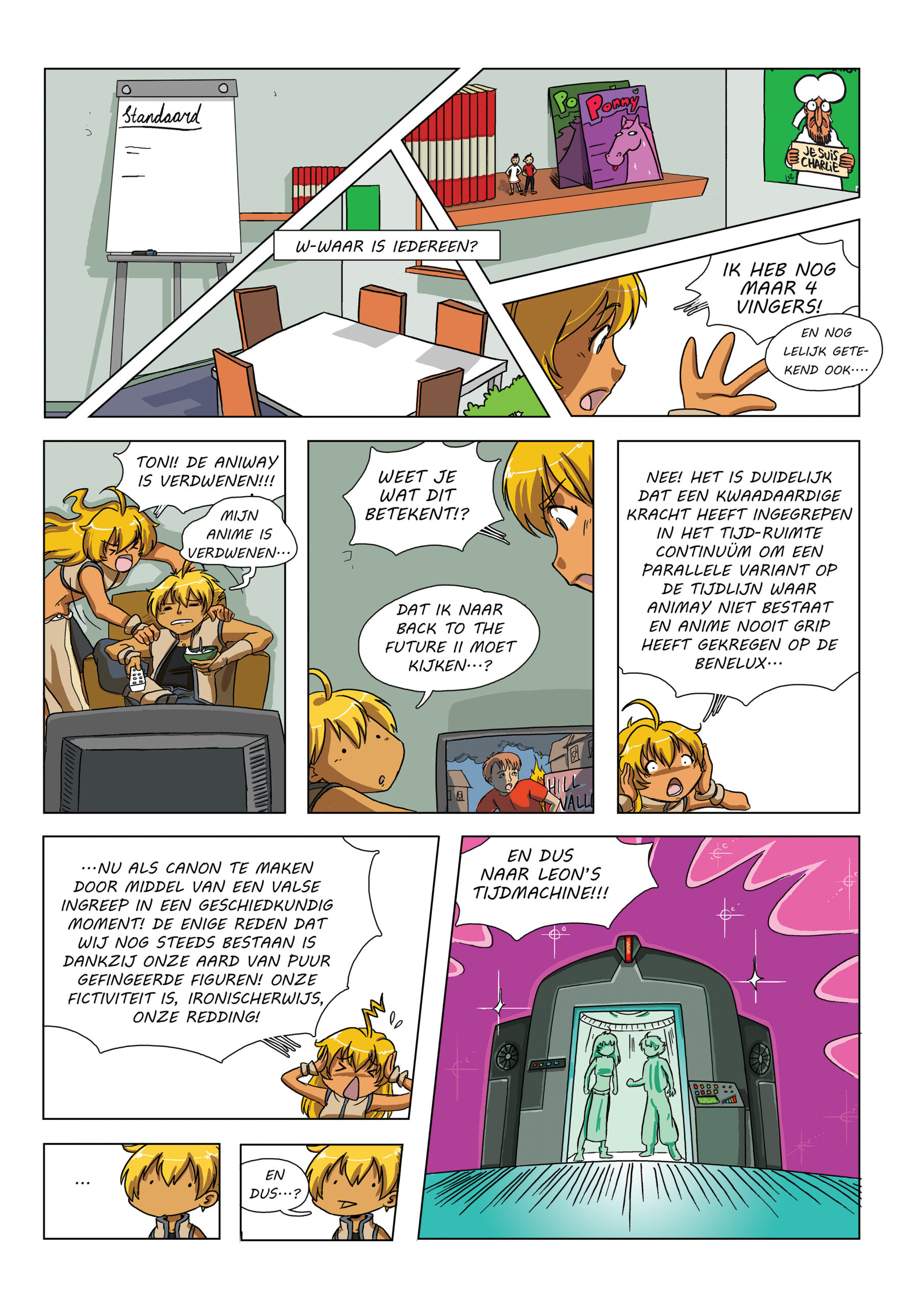 Kleurrijke strip pagina in manga stijl