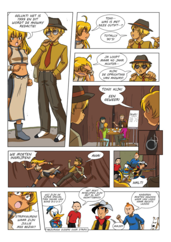 Kleurrijke strip pagina in manga stijl