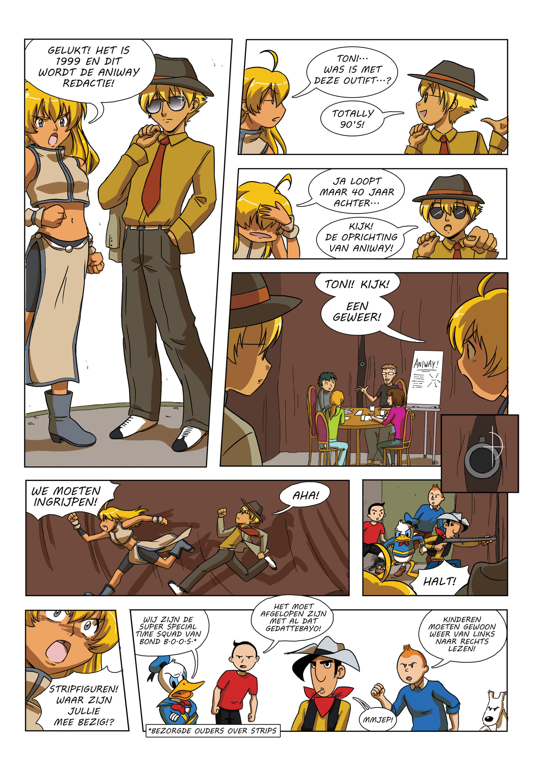 Kleurrijke strip pagina in manga stijl
