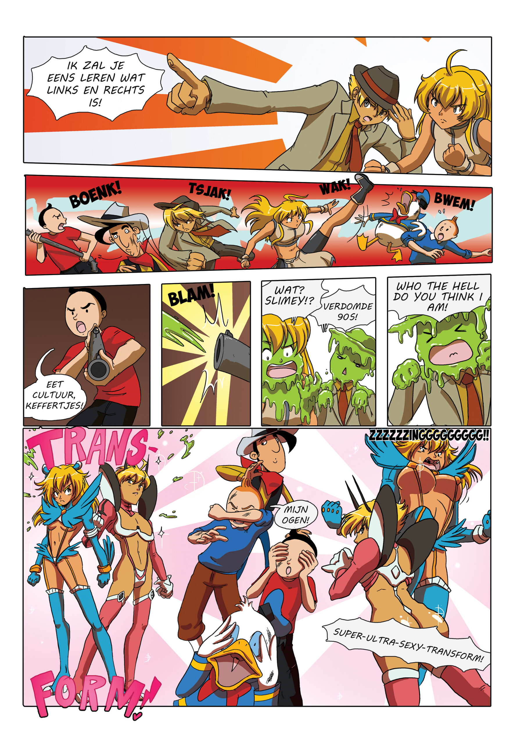 Kleurrijke strip pagina in manga stijl