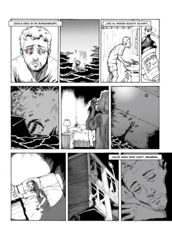 Spannende strip pagina met een monstertje