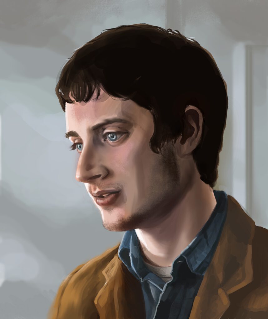 Elijah wood procreate portret schilderij painting door Milou van Montfort 