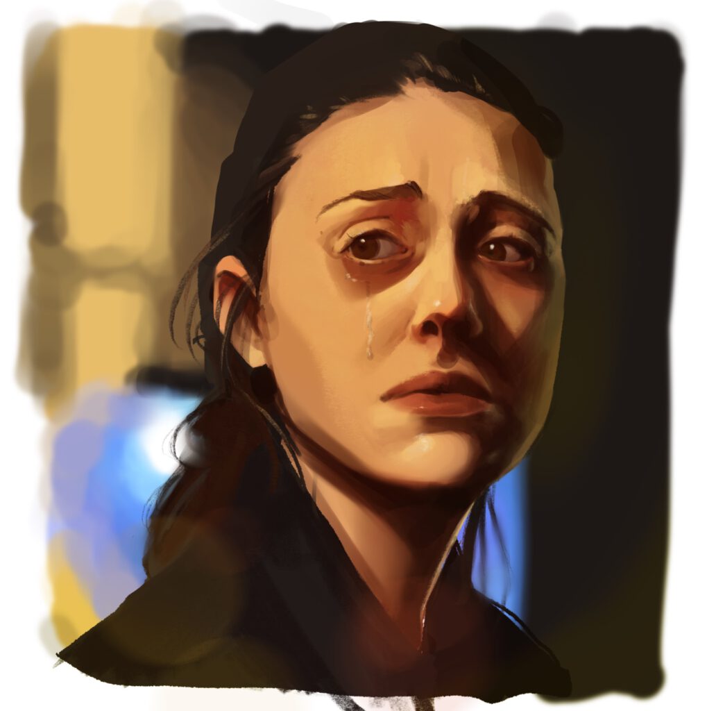 Emmy Rossum Fiona Gallagher procreate portret schilderij painting door Milou van Montfort 