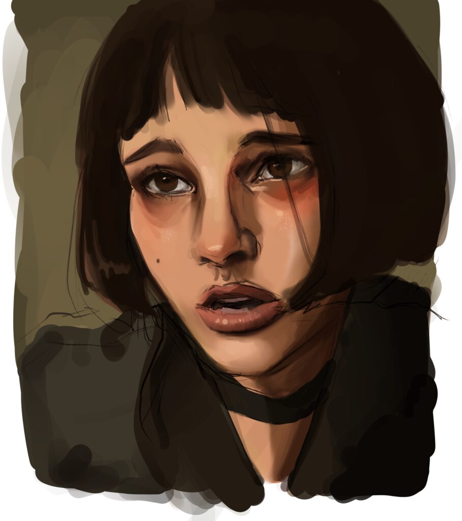 Natalie Portman Léon procreate portret schilderij painting door Milou van Montfort 